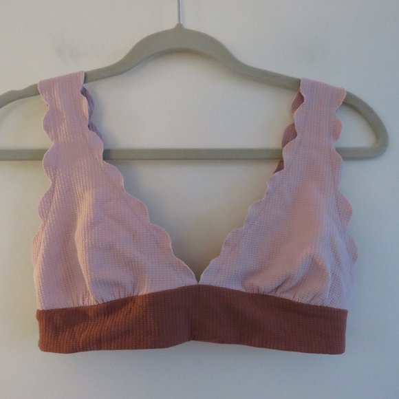 MARYSIA Santa Clara Scalloped Light Pink Textured Triangle Bikini Top - Size XS - Picture 2 of 15